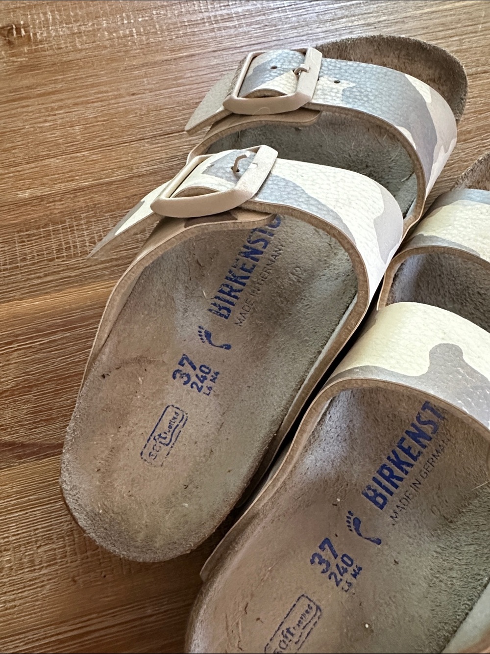 Birkenstock Women Beige Camo Two-Buckle Sandals - Picture 4 of 4